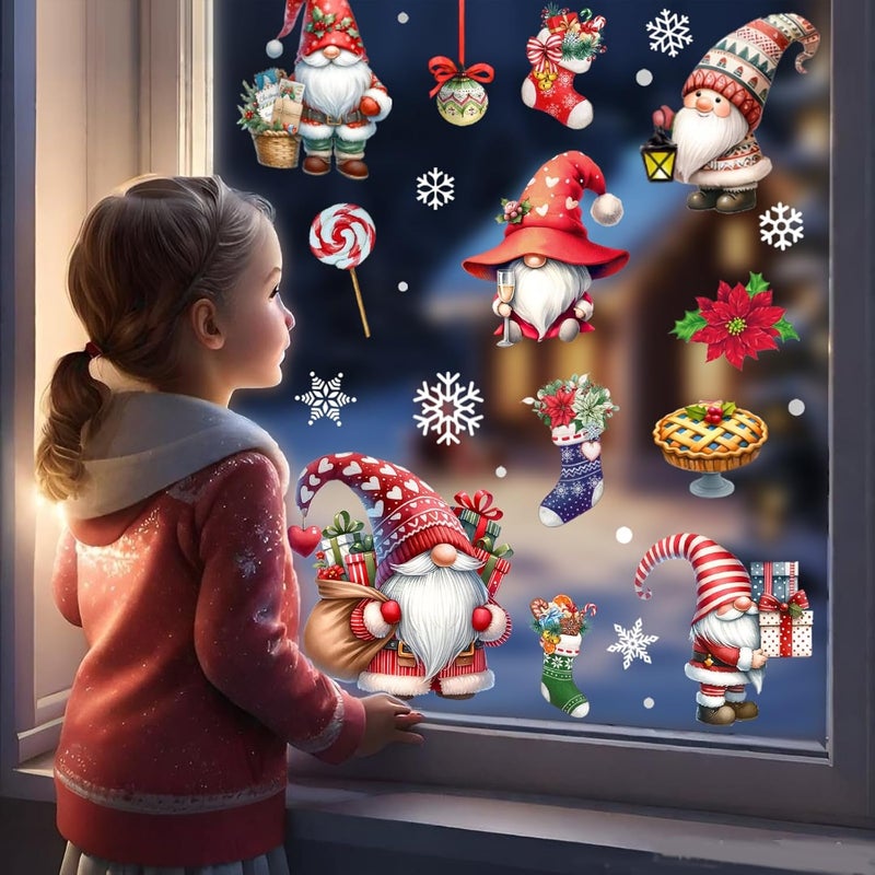 yinming Christmas Window Clings, Gnome Window Stickers,Window Decals Snowflake, Gnome Christmas Truck, Home Decorations,Thanksgiving Xmas Gifts,Kitchen, Living Room, Bedroom Window Stickers - Image 1